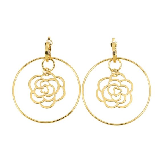 CHANEL Camelia Earring Clip on 18K YG 750 90286557 - Picture 1 of 7